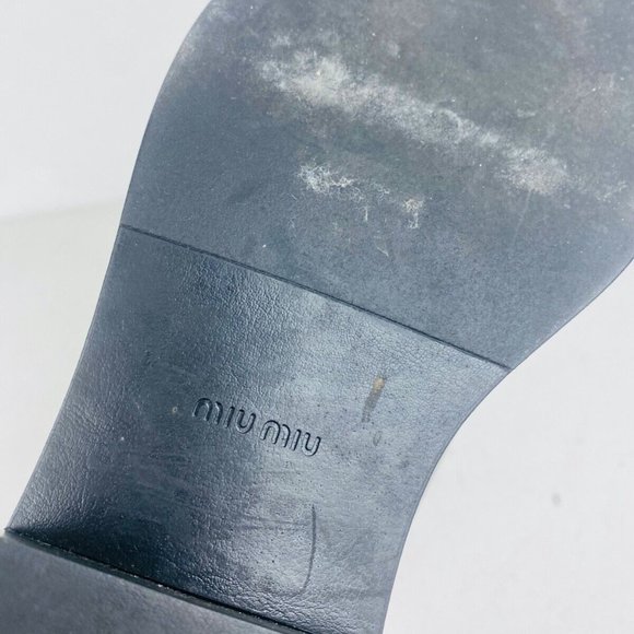 Miu Miu Black Smooth Leather Studded Chunky Classic Formal Lace Up Shoes UK 2.5 - Picture 11 of 12